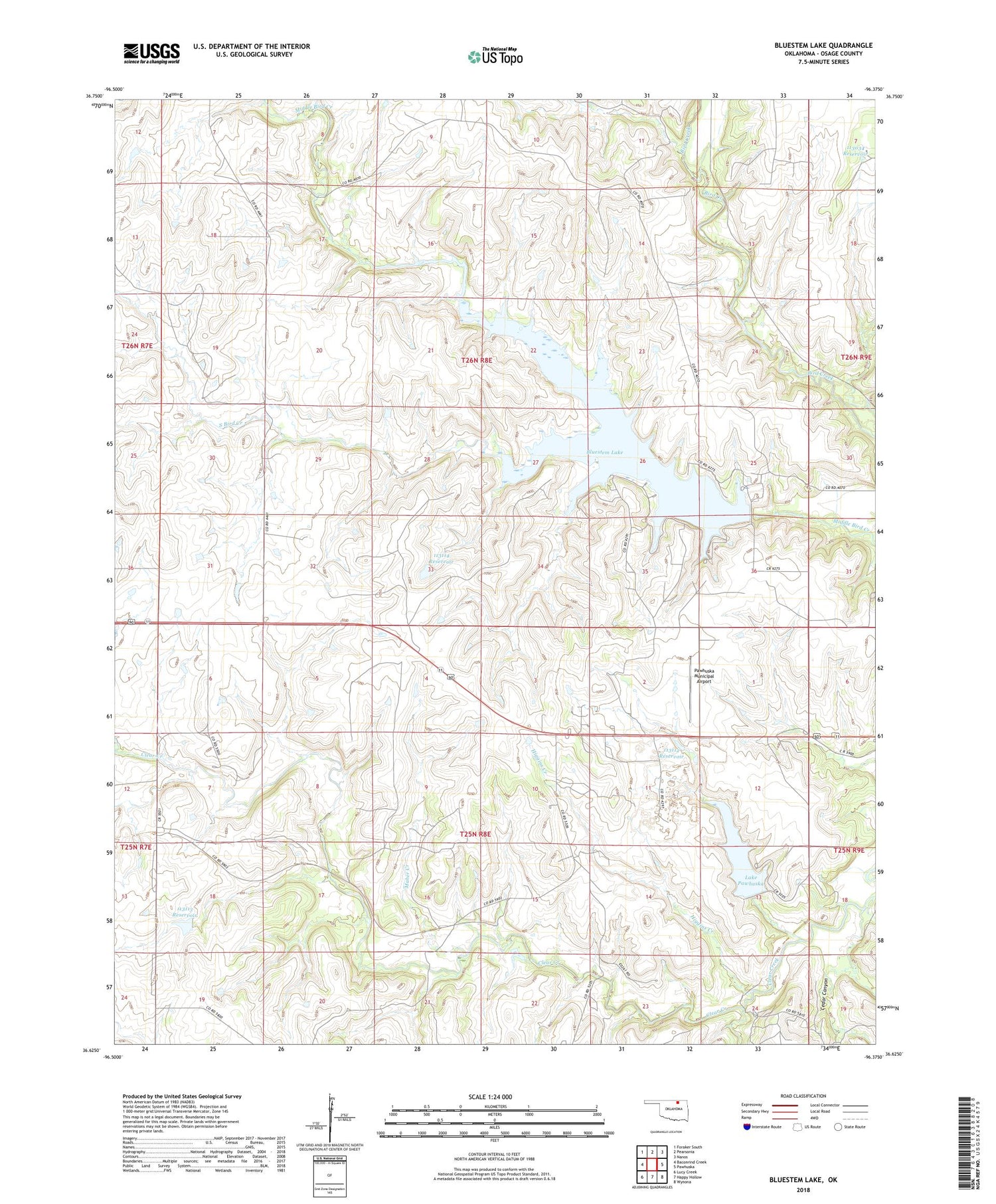 Bluestem Lake Oklahoma US Topo Map Image