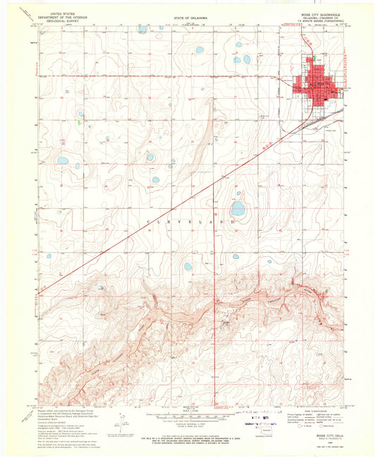 Classic USGS Boise City Oklahoma 7.5'x7.5' Topo Map Image
