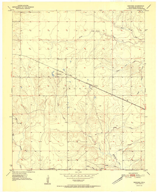 Classic USGS Bokhoma Oklahoma 7.5'x7.5' Topo Map Image