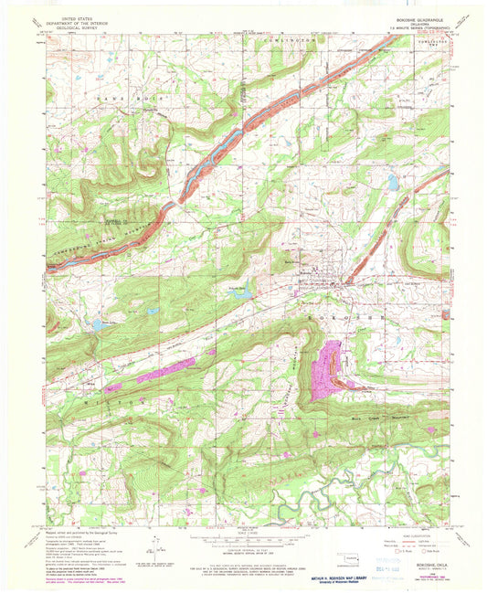 Classic USGS Bokoshe Oklahoma 7.5'x7.5' Topo Map Image