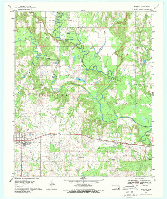 Classic USGS Boswell Oklahoma 7.5'x7.5' Topo Map Image