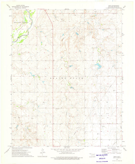 Classic USGS Boyd Oklahoma 7.5'x7.5' Topo Map Image