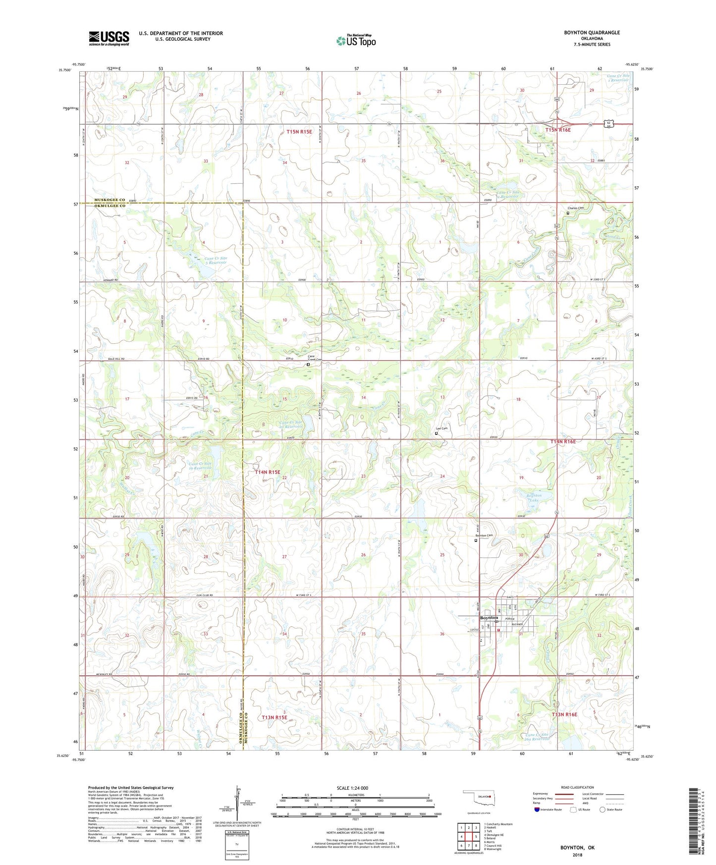 Boynton Oklahoma US Topo Map Image