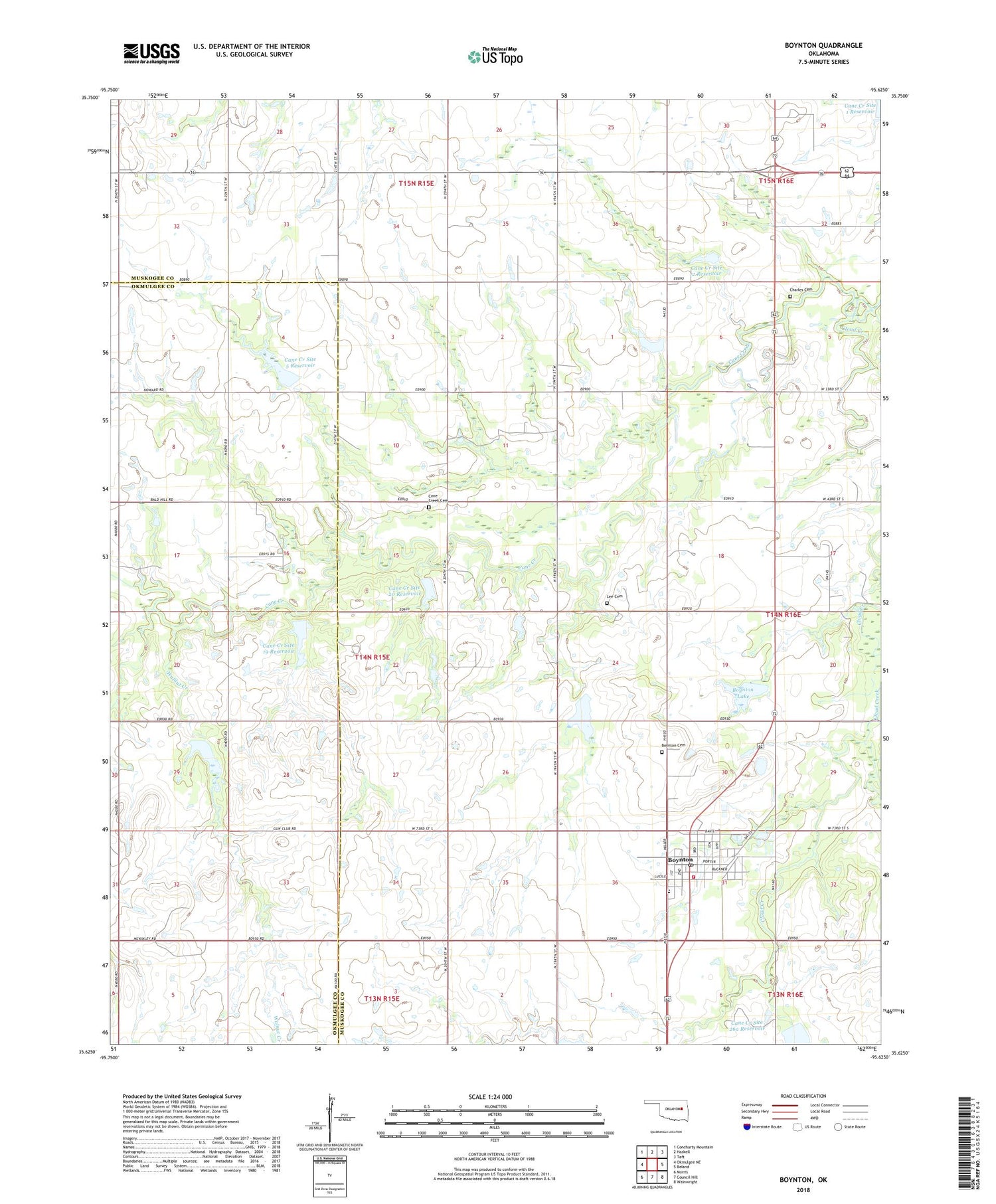 Boynton Oklahoma US Topo Map Image