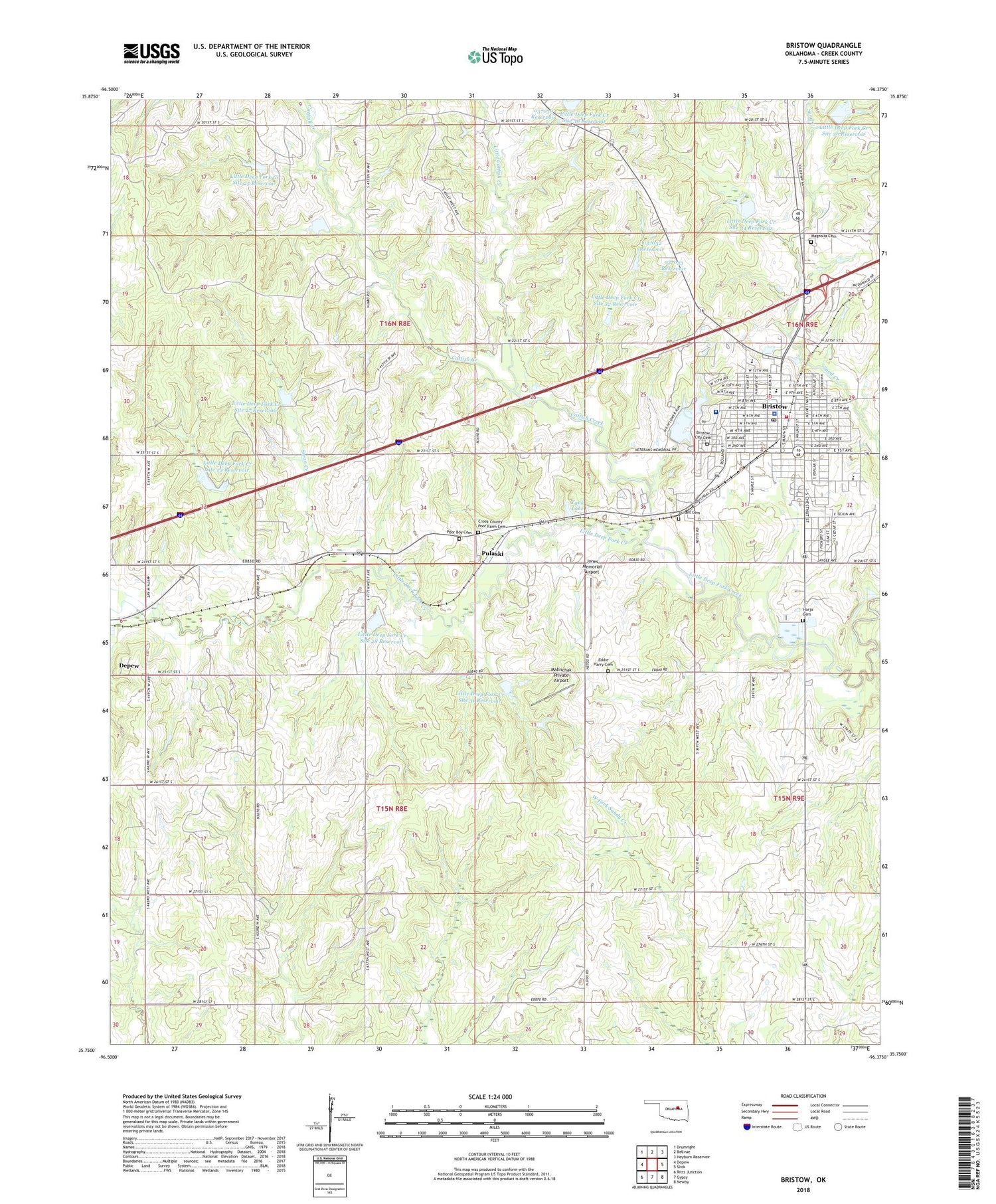 Bristow Oklahoma US Topo Map Image