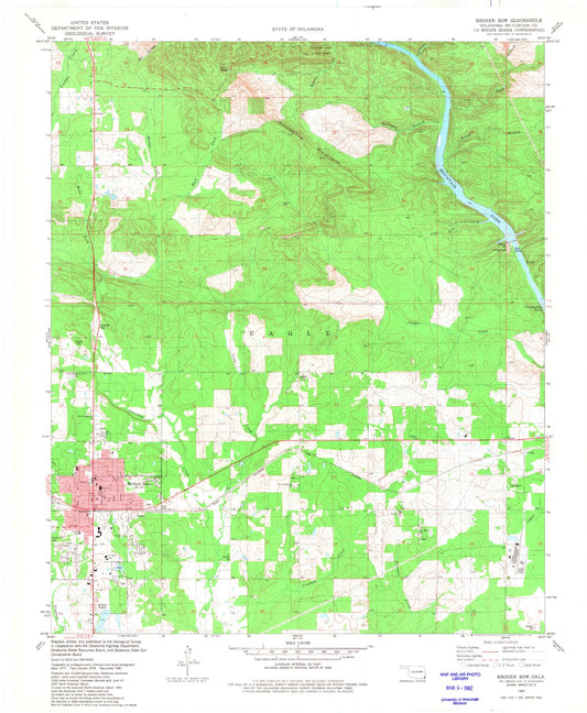 Classic USGS Broken Bow Oklahoma 7.5'x7.5' Topo Map Image