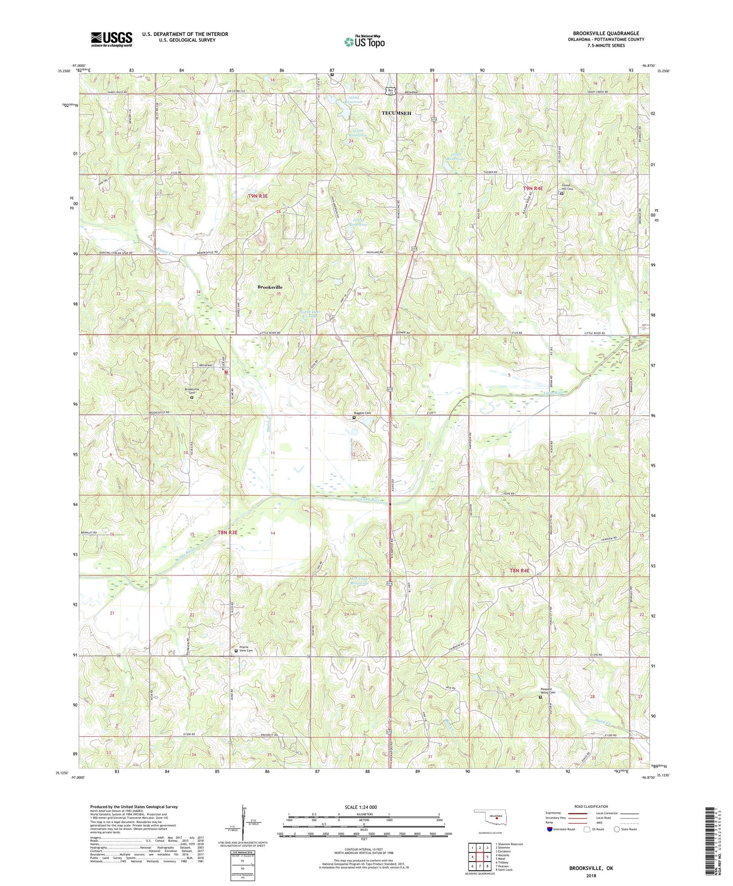 Brooksville Oklahoma US Topo Map Image