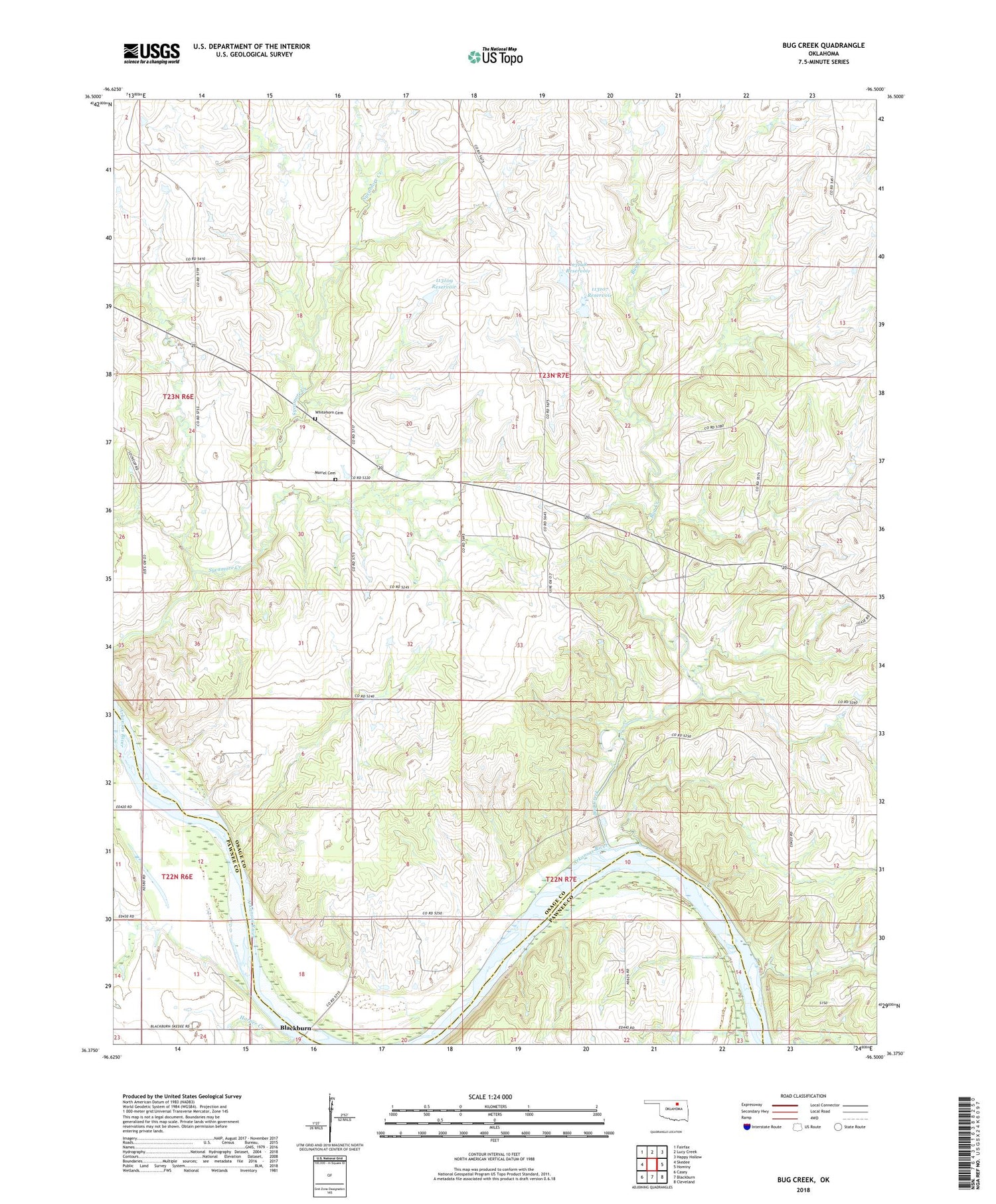 Bug Creek Oklahoma US Topo Map Image