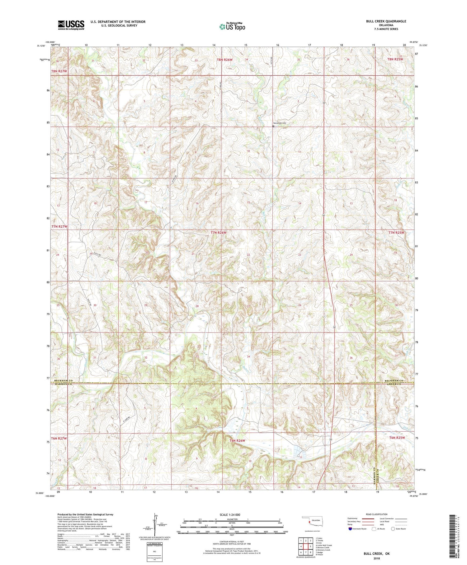 Bull Creek Oklahoma US Topo Map Image