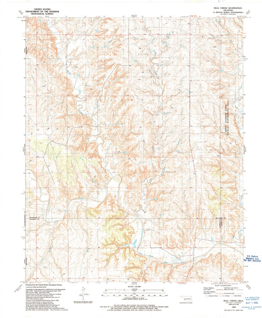 Classic USGS Bull Creek Oklahoma 7.5'x7.5' Topo Map Image