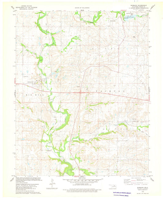 Classic USGS Burbank Oklahoma 7.5'x7.5' Topo Map Image
