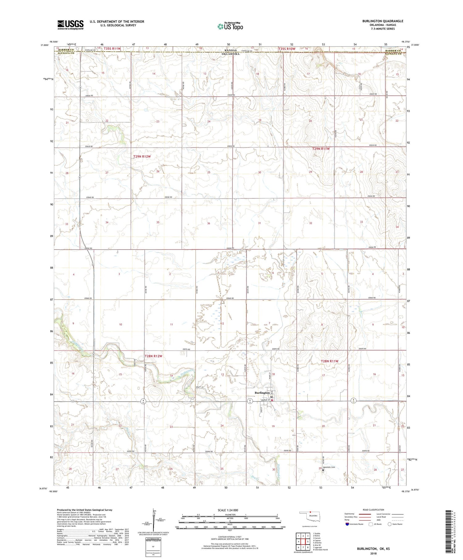Burlington Oklahoma US Topo Map Image