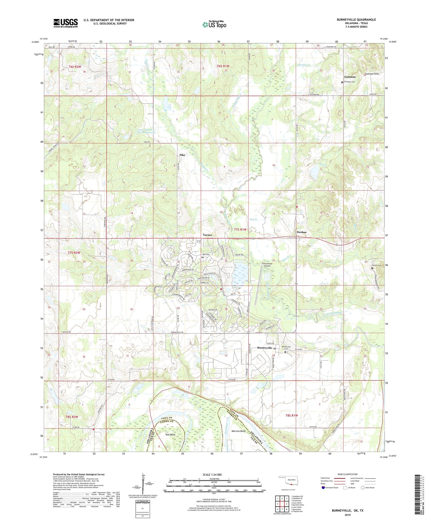 Burneyville Oklahoma US Topo Map Image