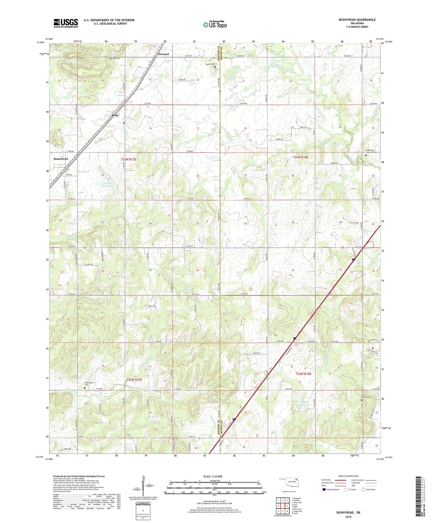 Bushyhead Oklahoma US Topo Map Image