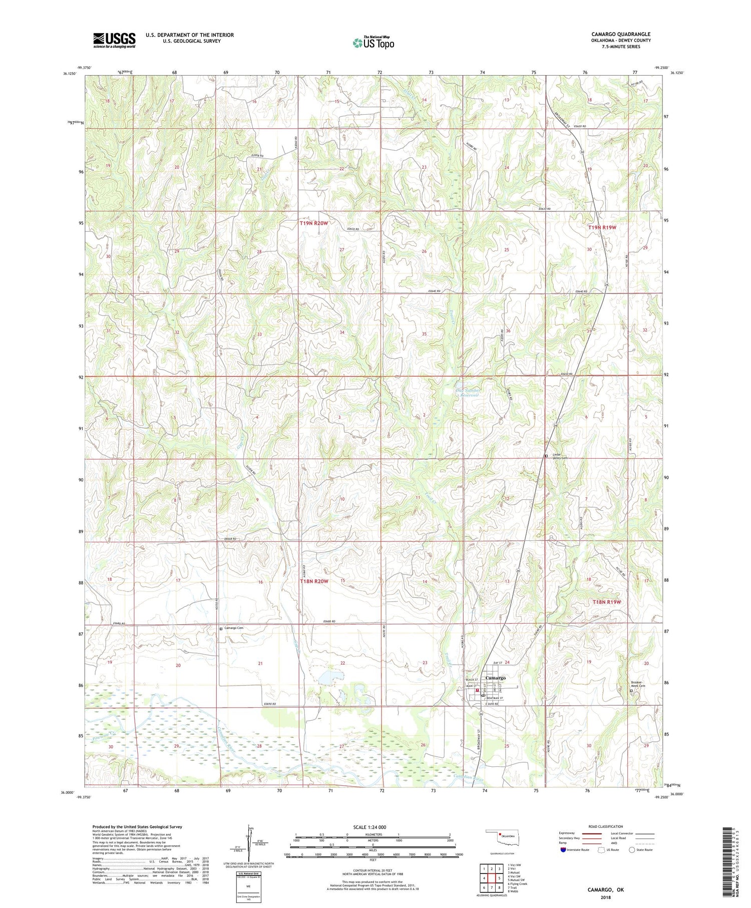 Camargo Oklahoma US Topo Map Image