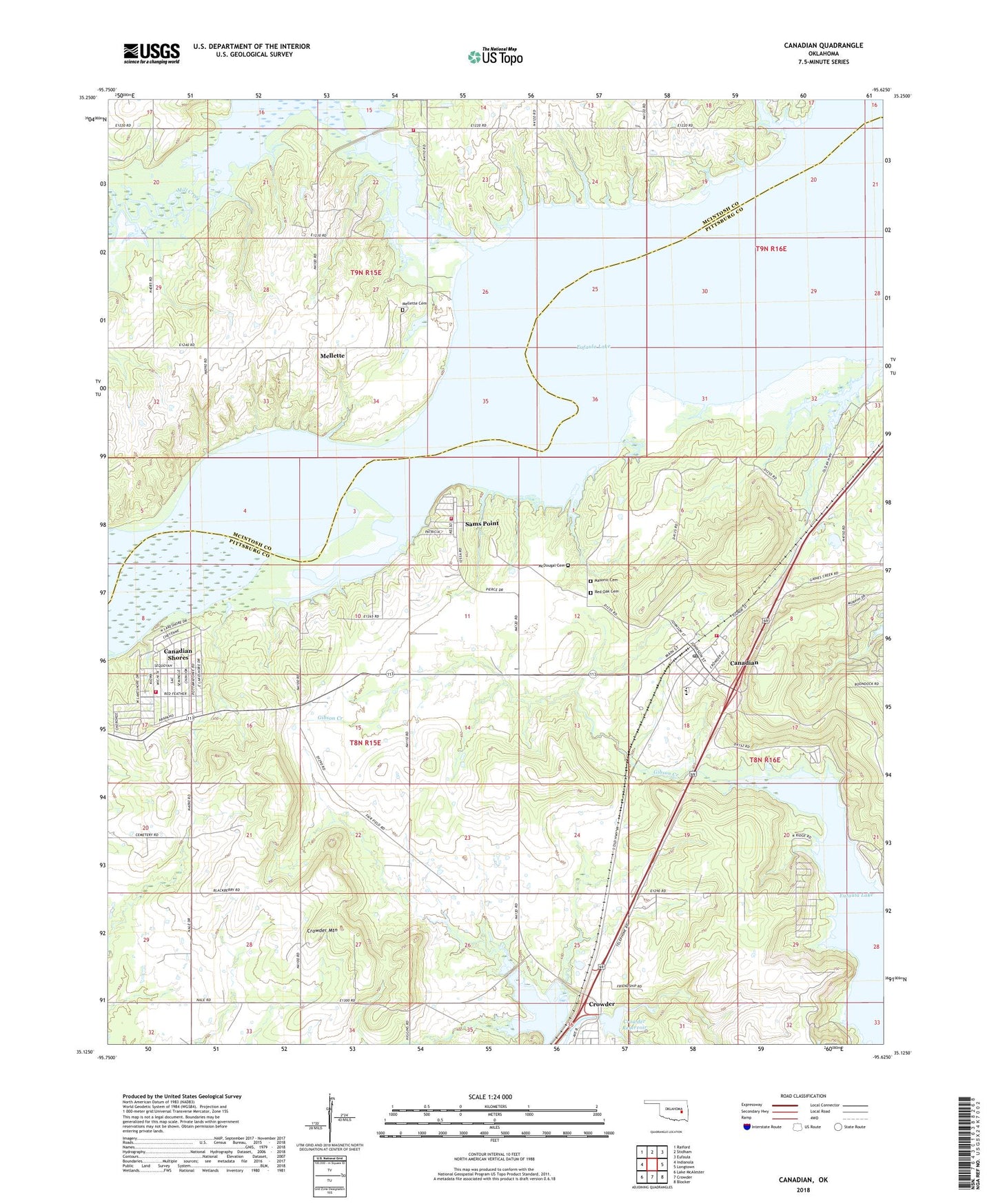 Canadian Oklahoma US Topo Map Image