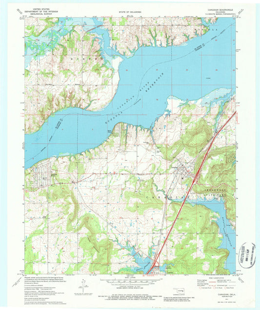 Classic USGS Canadian Oklahoma 7.5'x7.5' Topo Map Image