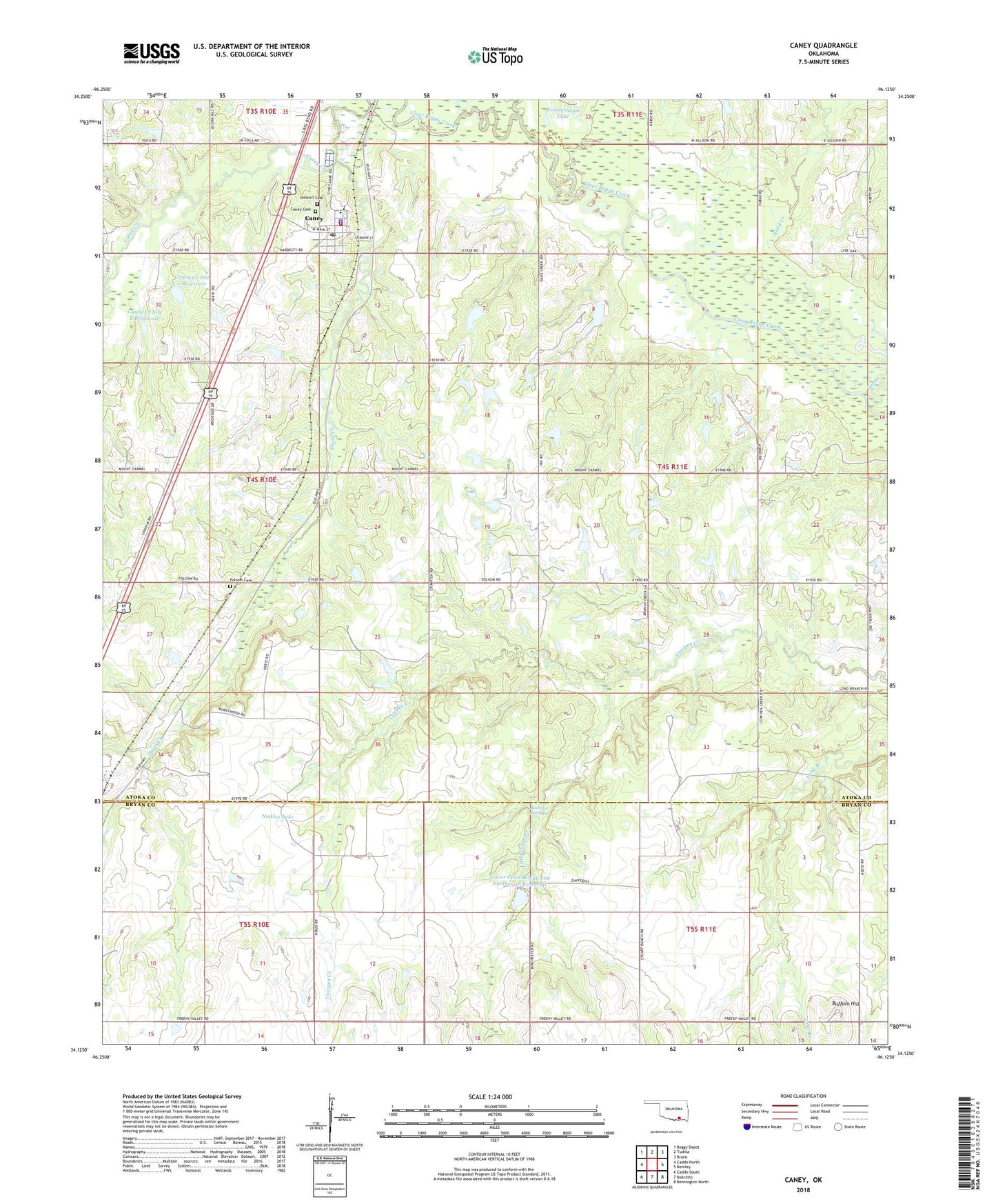 Caney Oklahoma US Topo Map Image