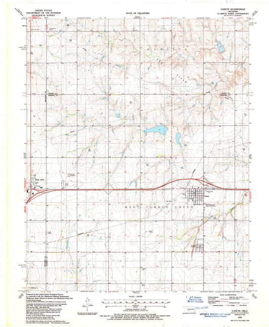 Classic USGS Canute Oklahoma 7.5'x7.5' Topo Map Image