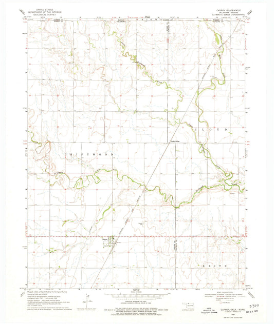 Classic USGS Capron Oklahoma 7.5'x7.5' Topo Map Image