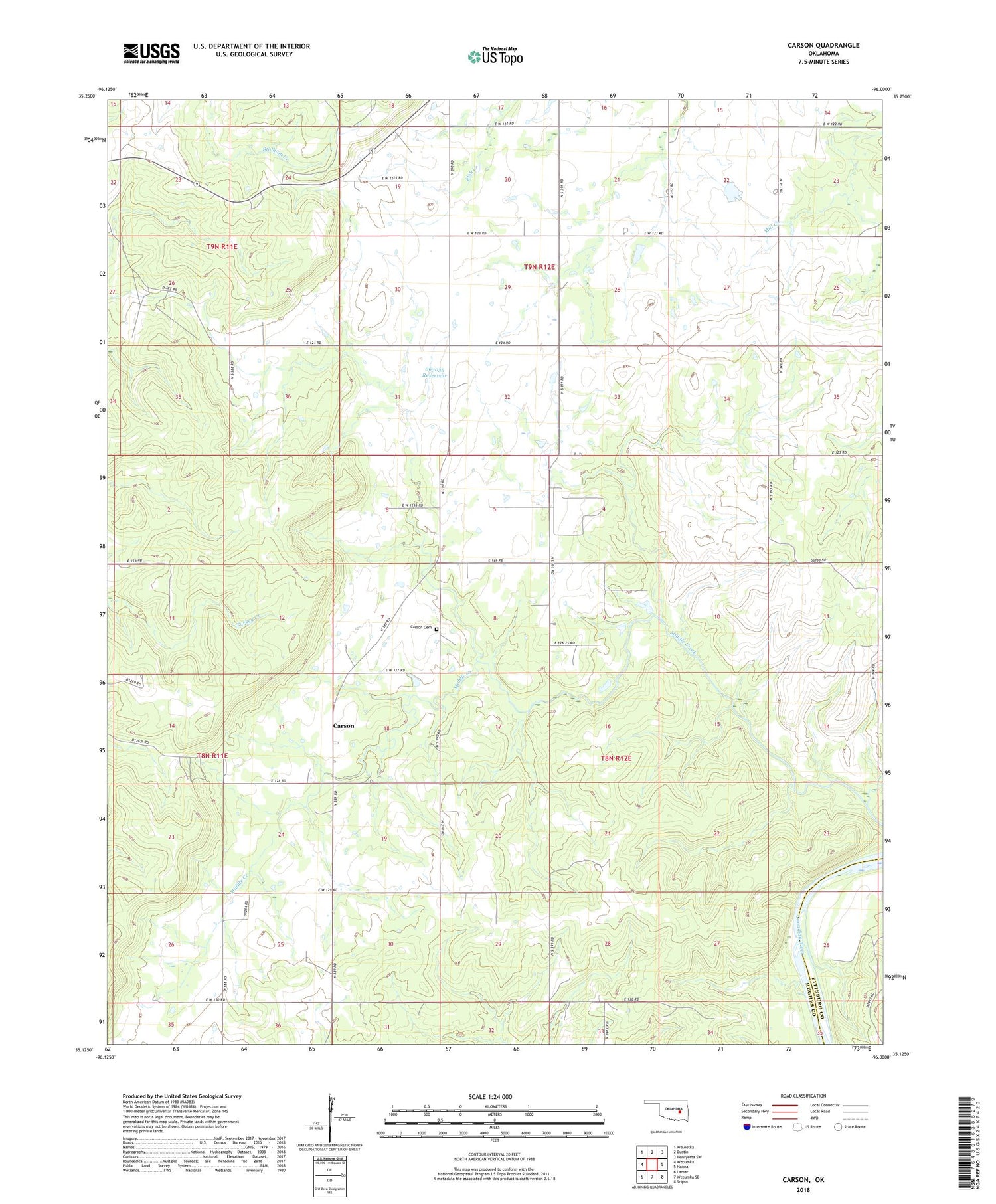 Carson Oklahoma US Topo Map Image