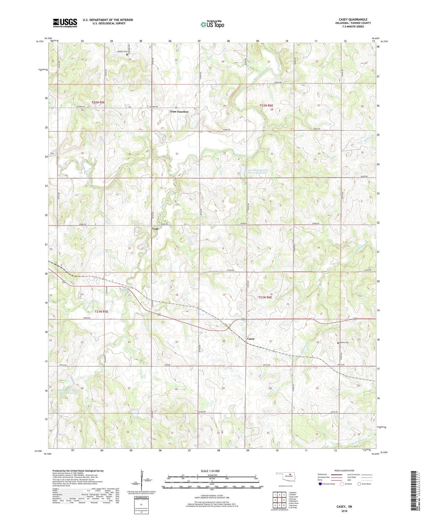 Casey Oklahoma US Topo Map Image