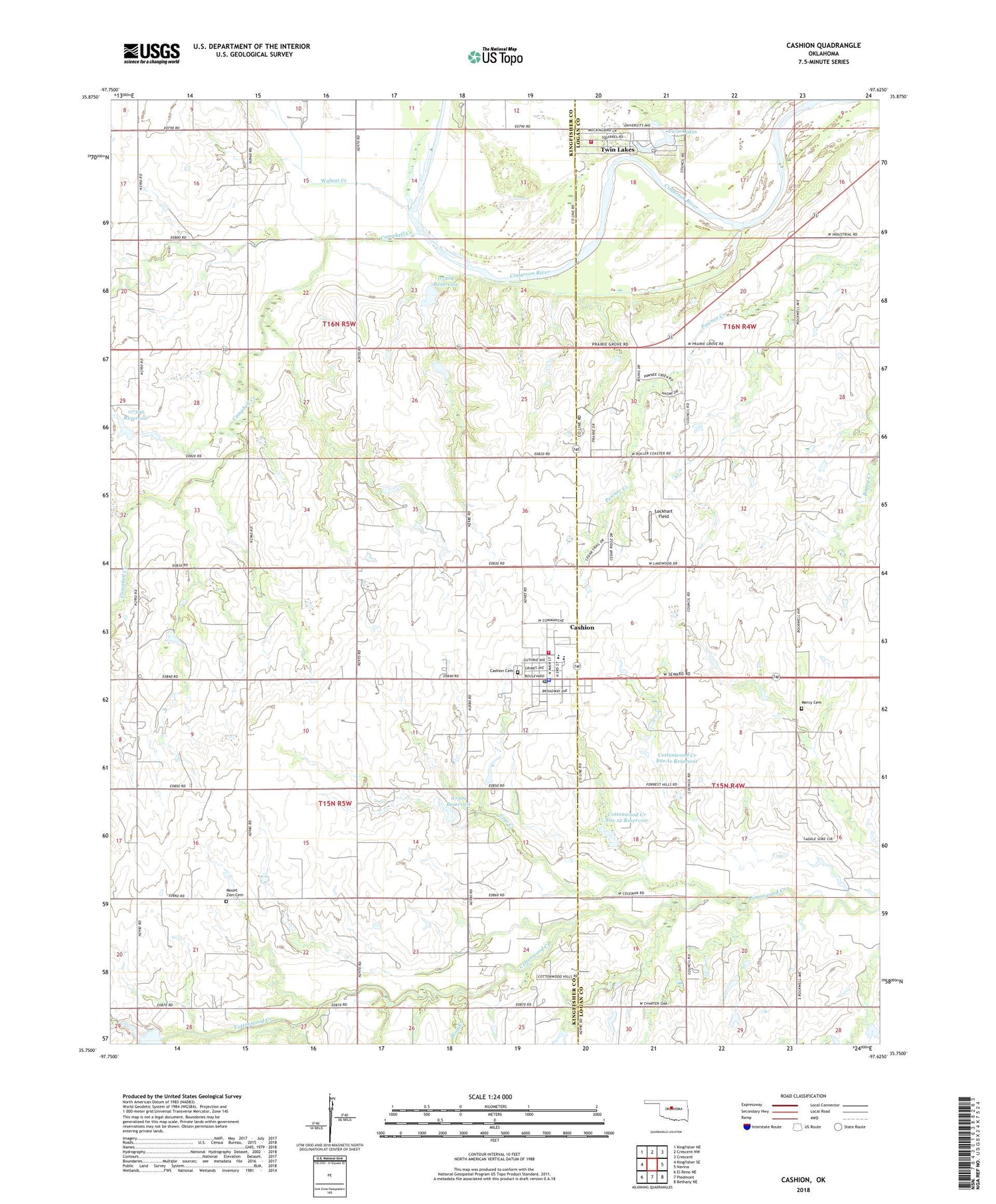 Cashion Oklahoma US Topo Map Image