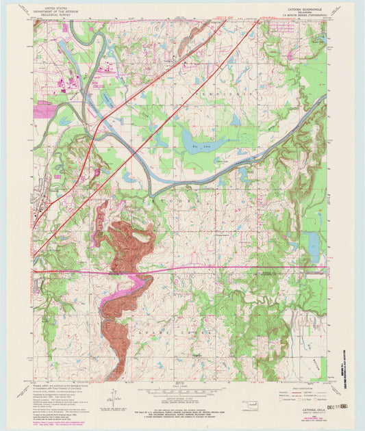 Classic USGS Catoosa Oklahoma 7.5'x7.5' Topo Map Image