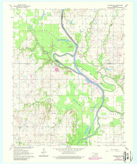 Classic USGS Catoosa SE Oklahoma 7.5'x7.5' Topo Map Image