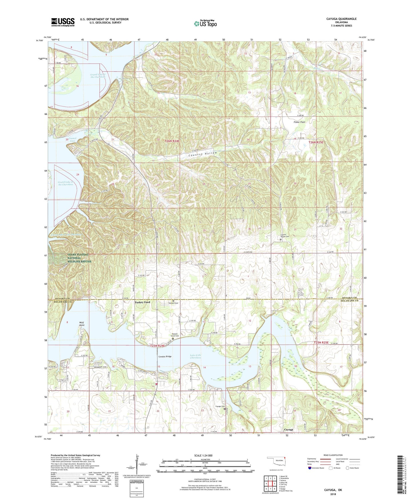 Cayuga Oklahoma US Topo Map Image