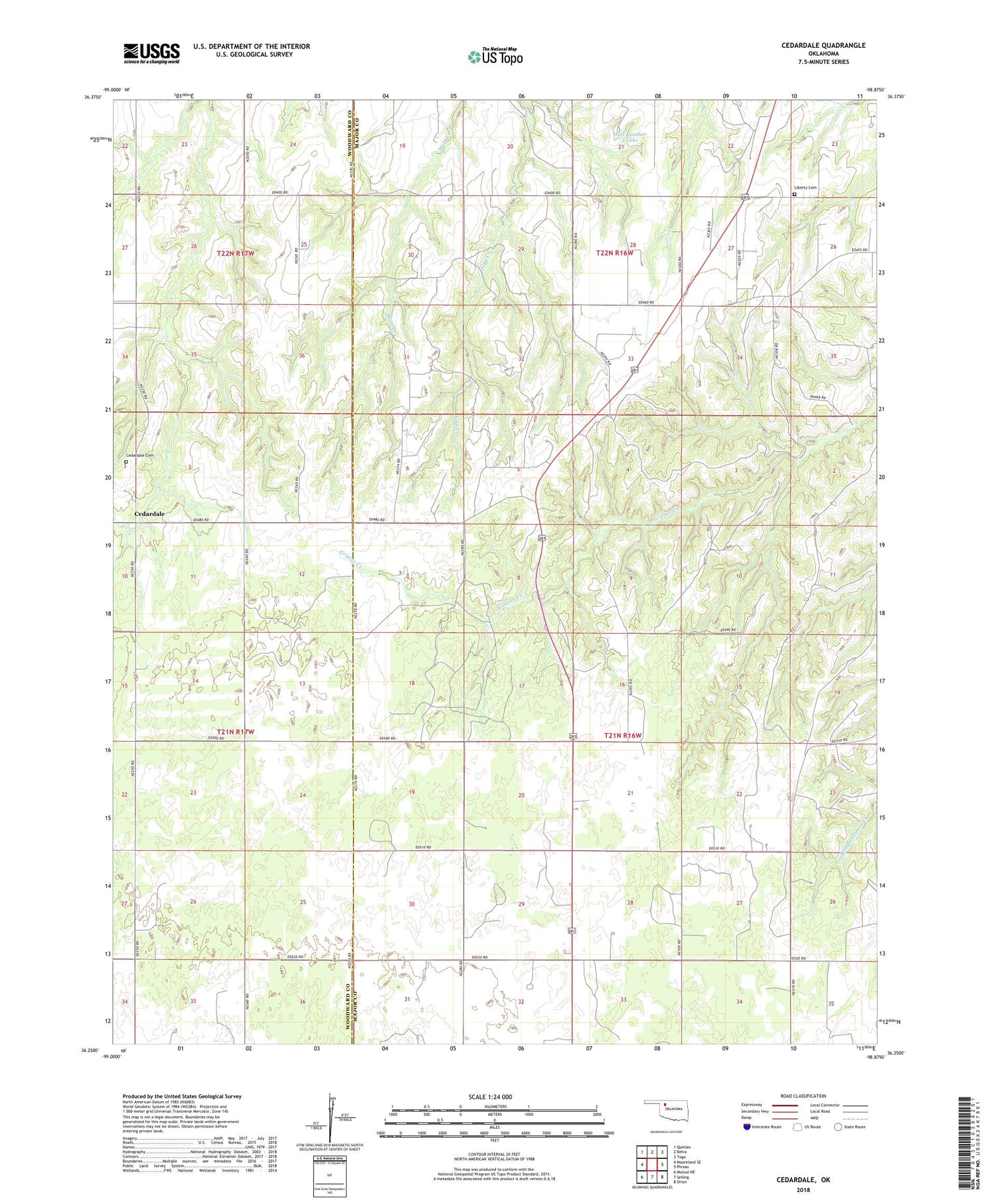 Cedardale Oklahoma US Topo Map Image