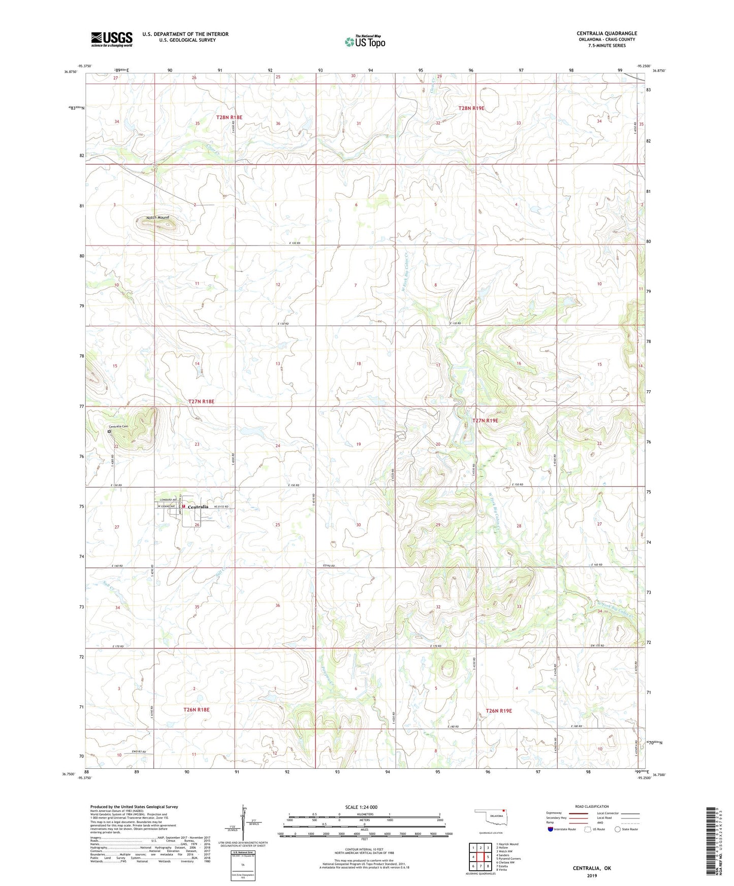 Centralia Oklahoma US Topo Map Image