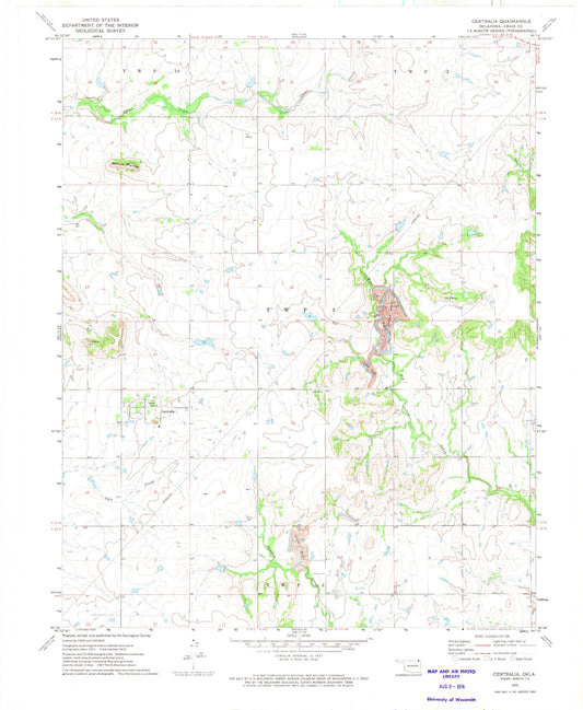 Classic USGS Centralia Oklahoma 7.5'x7.5' Topo Map Image