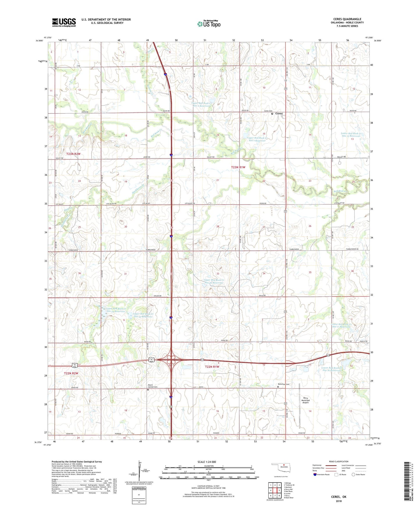 Ceres Oklahoma US Topo Map Image