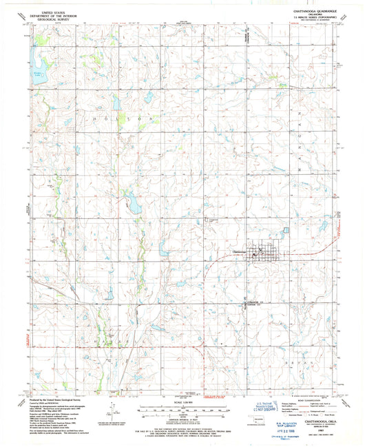 Classic USGS Chattanooga Oklahoma 7.5'x7.5' Topo Map Image