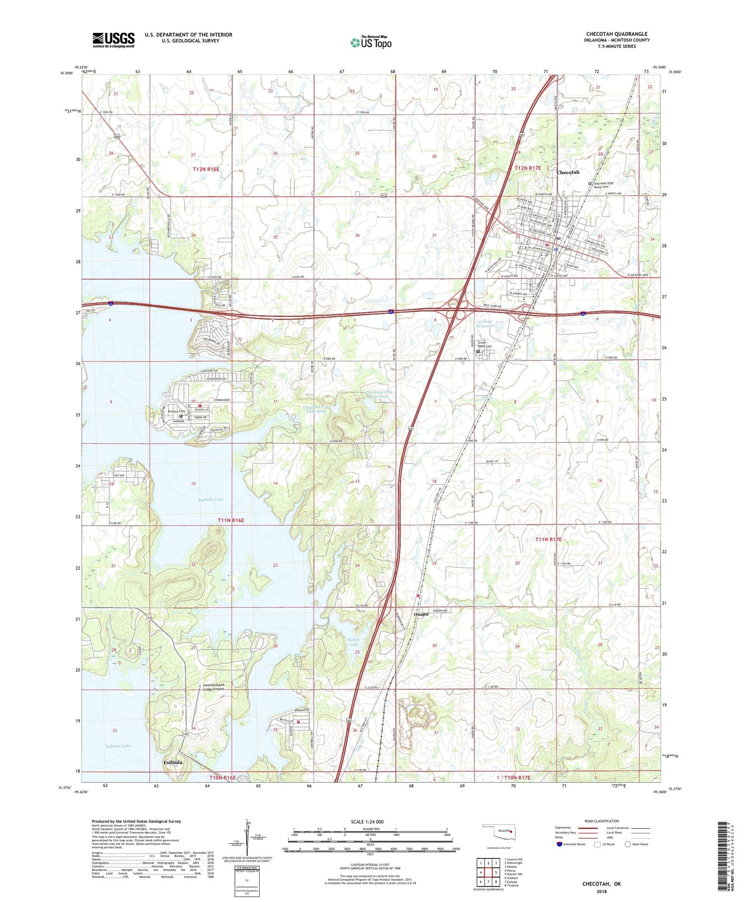 Checotah Oklahoma US Topo Map Image