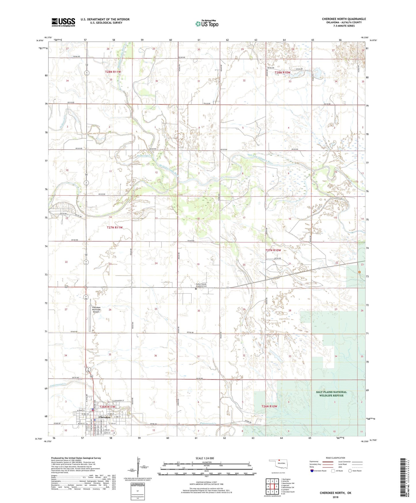 Cherokee North Oklahoma US Topo Map Image