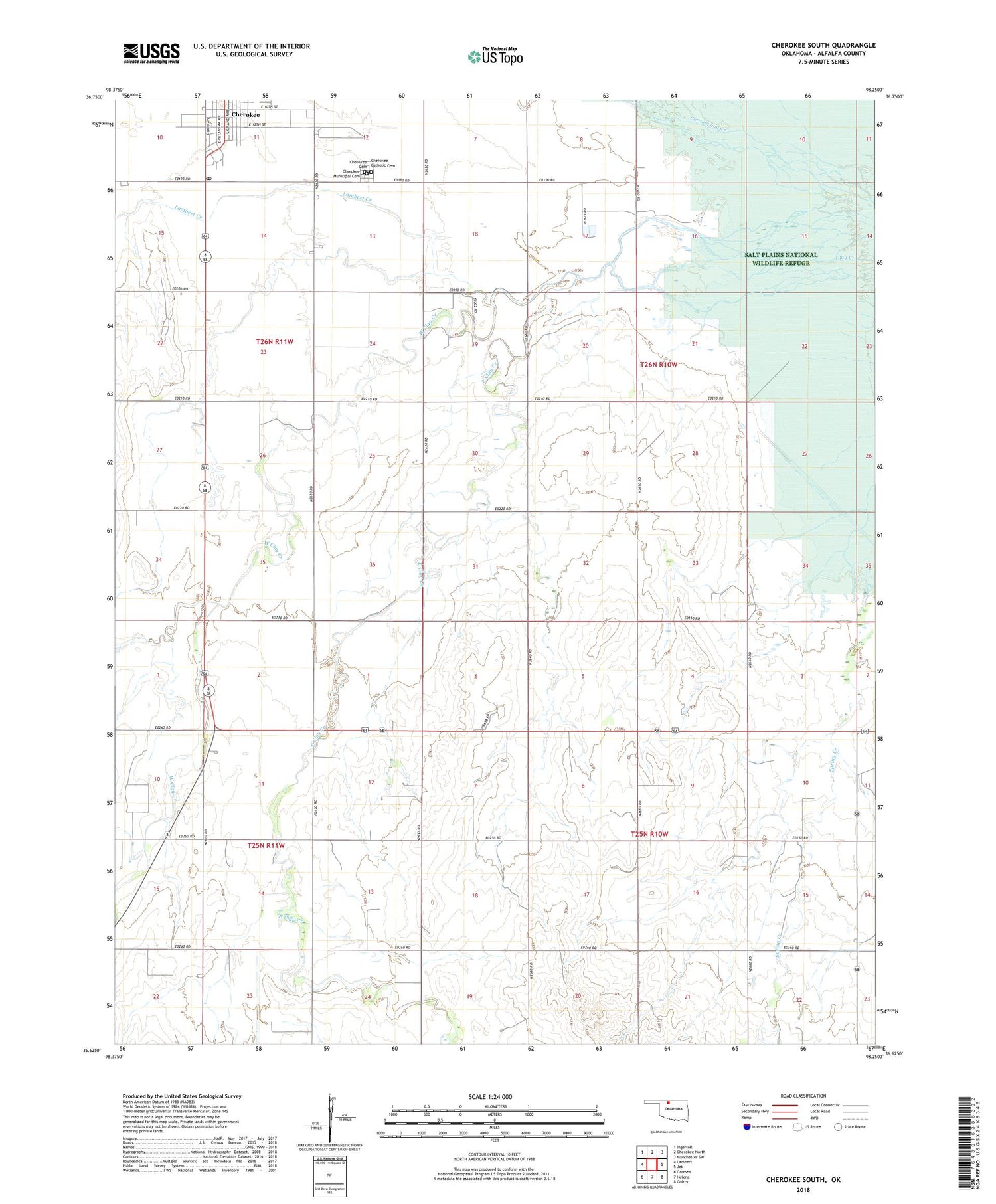 Cherokee South Oklahoma US Topo Map Image
