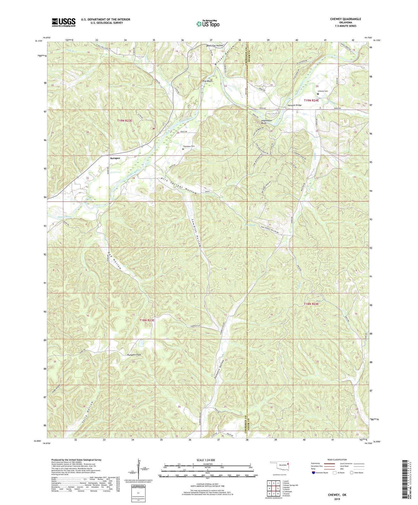 Chewey Oklahoma US Topo Map Image