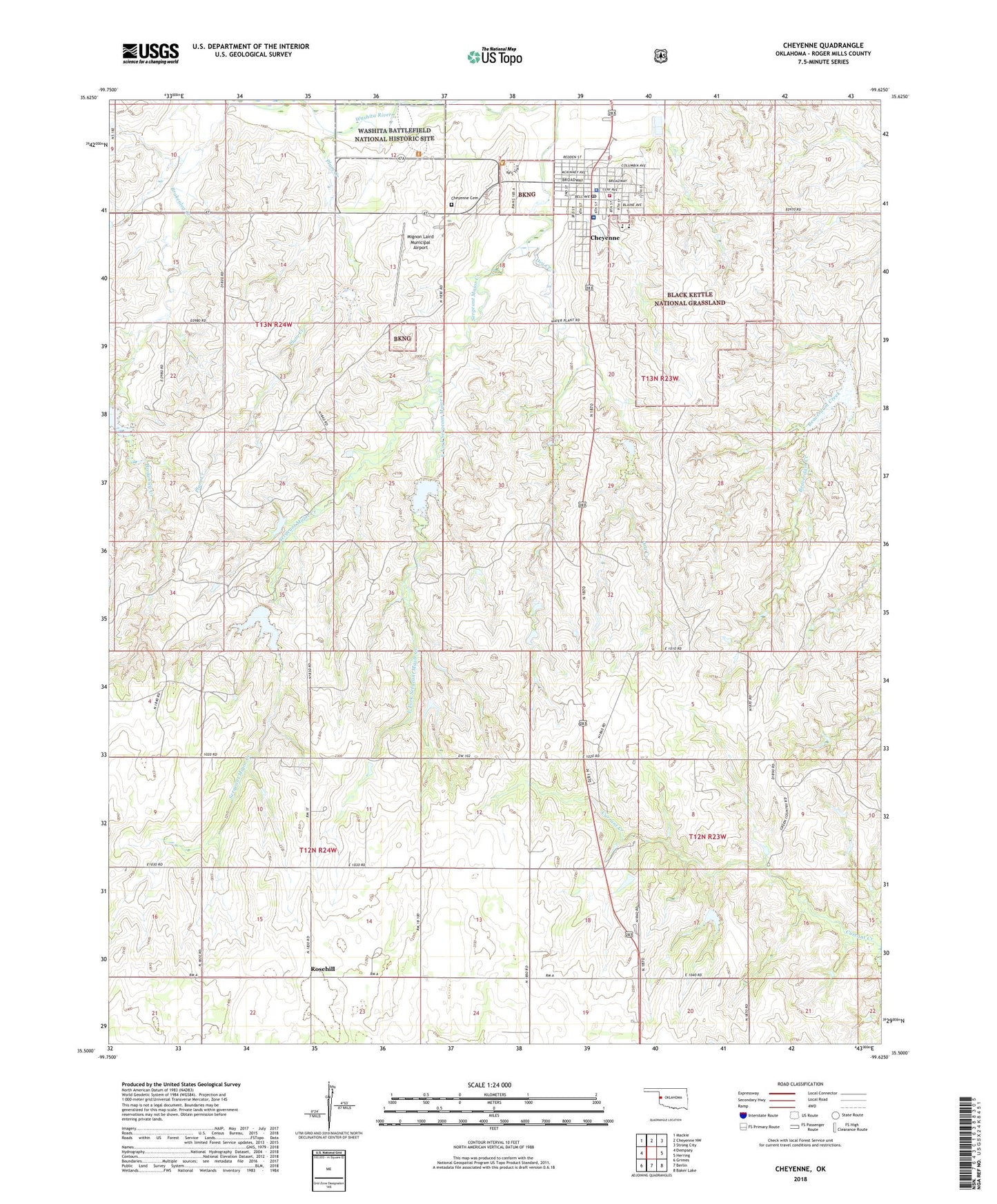 Cheyenne Oklahoma US Topo Map Image