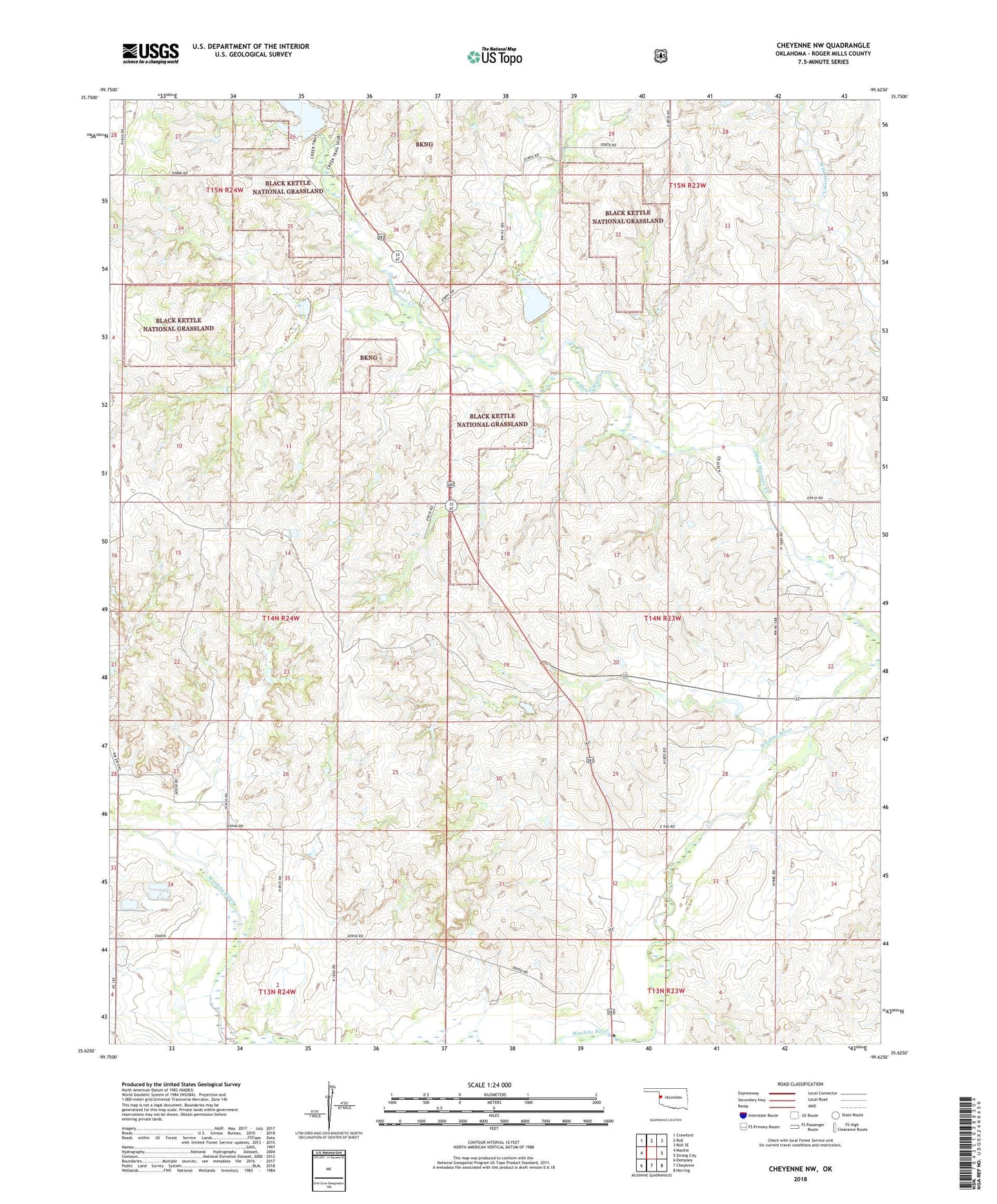 Cheyenne NW Oklahoma US Topo Map Image