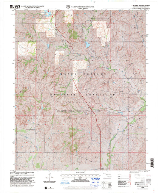 Classic USGS Cheyenne NW Oklahoma 7.5'x7.5' Topo Map Image