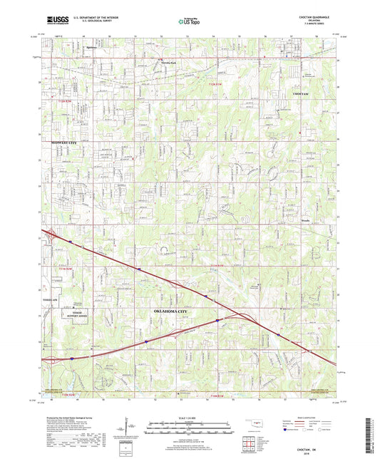 Choctaw Oklahoma US Topo Map Image