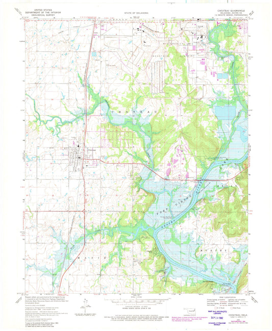 Classic USGS Chouteau Oklahoma 7.5'x7.5' Topo Map Image