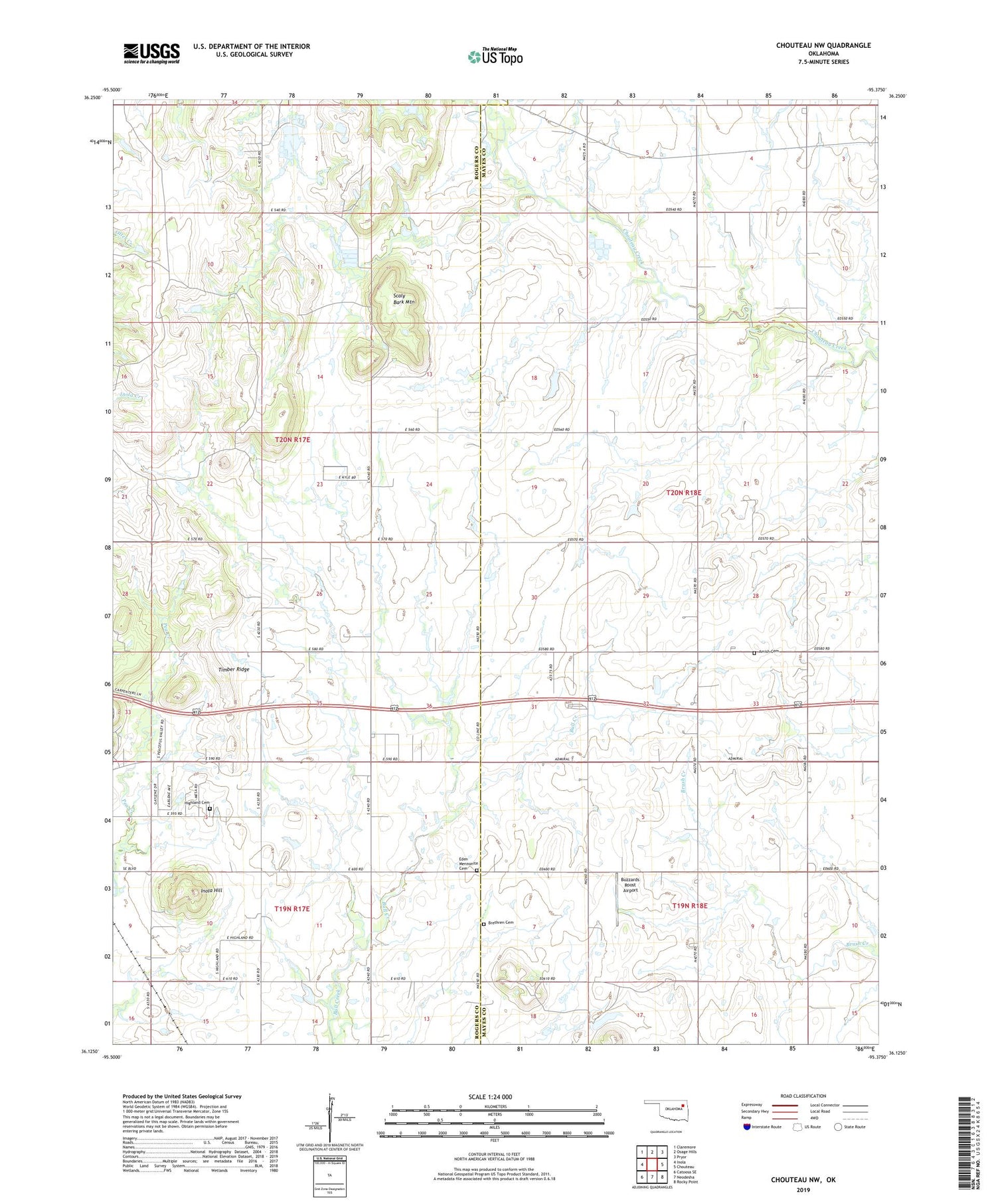 Chouteau NW Oklahoma US Topo Map Image