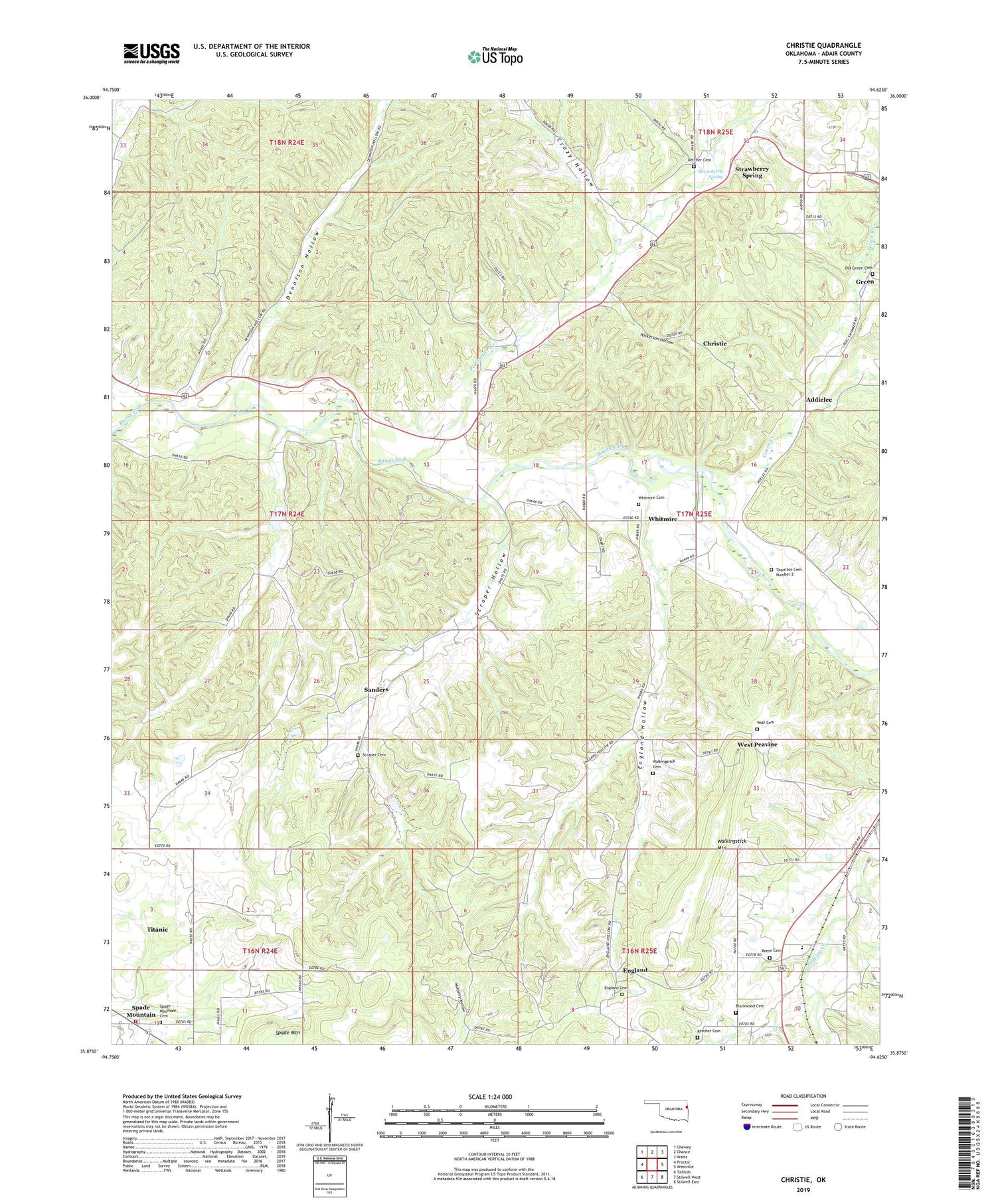 Christie Oklahoma US Topo Map Image