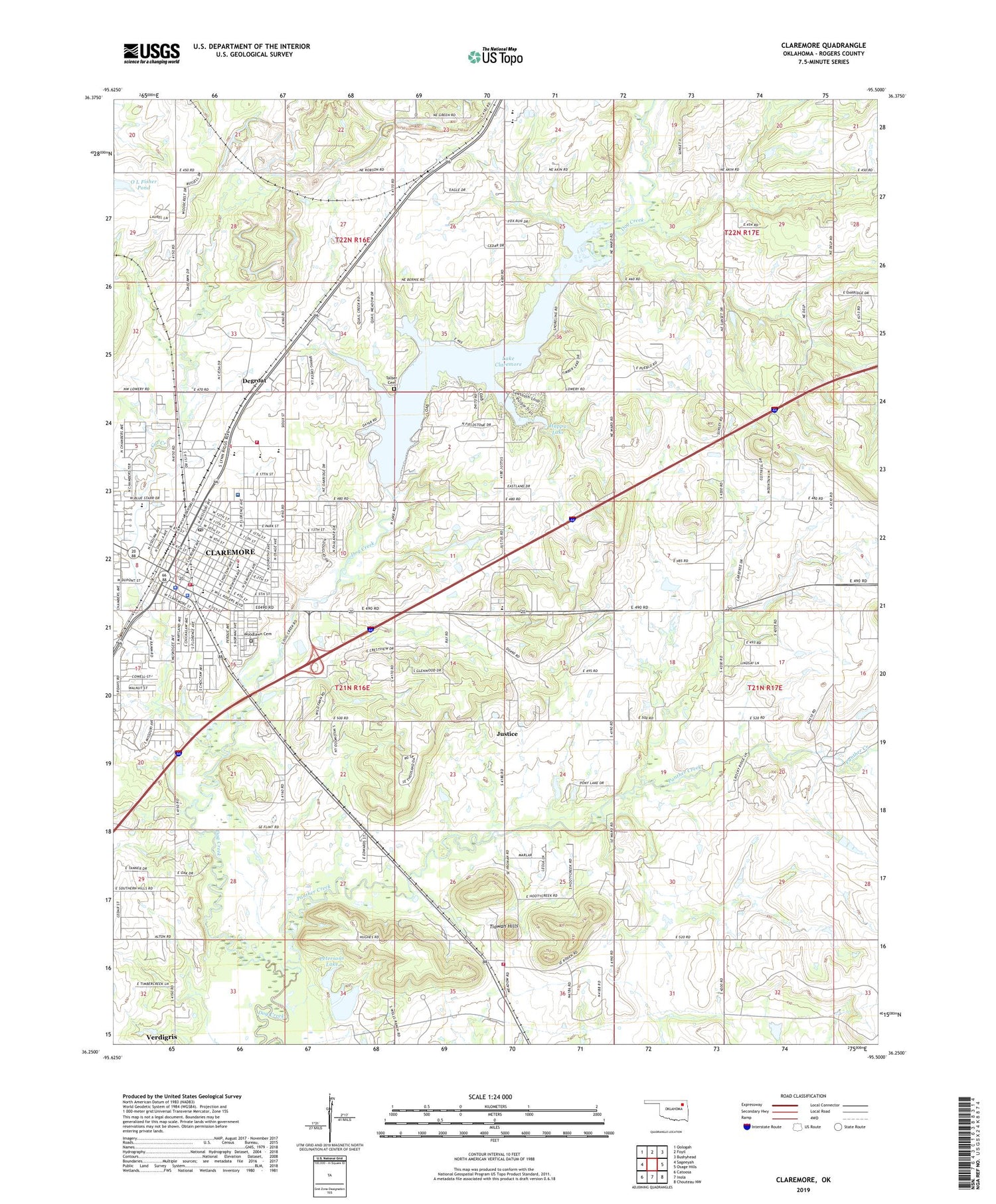 Claremore Oklahoma US Topo Map Image