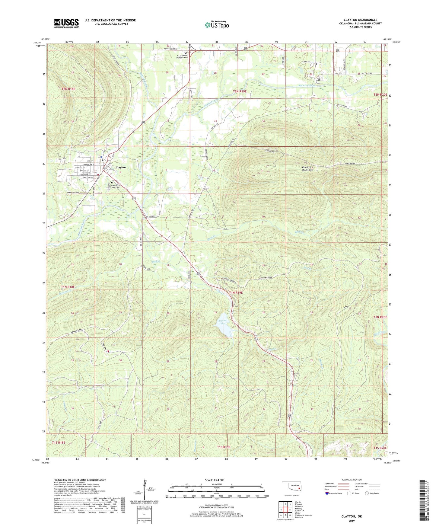 Clayton Oklahoma US Topo Map Image