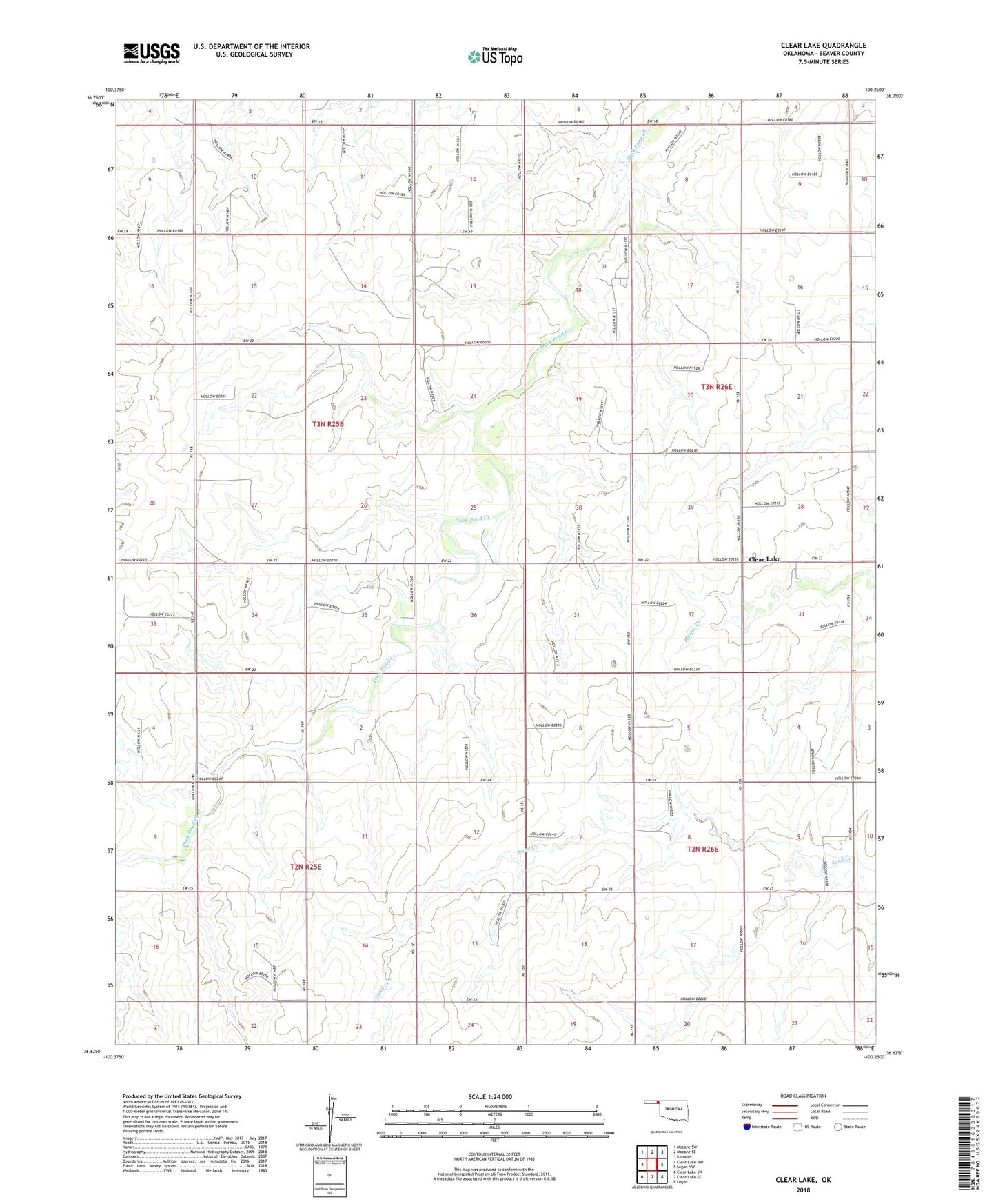 Clear Lake Oklahoma US Topo Map Image