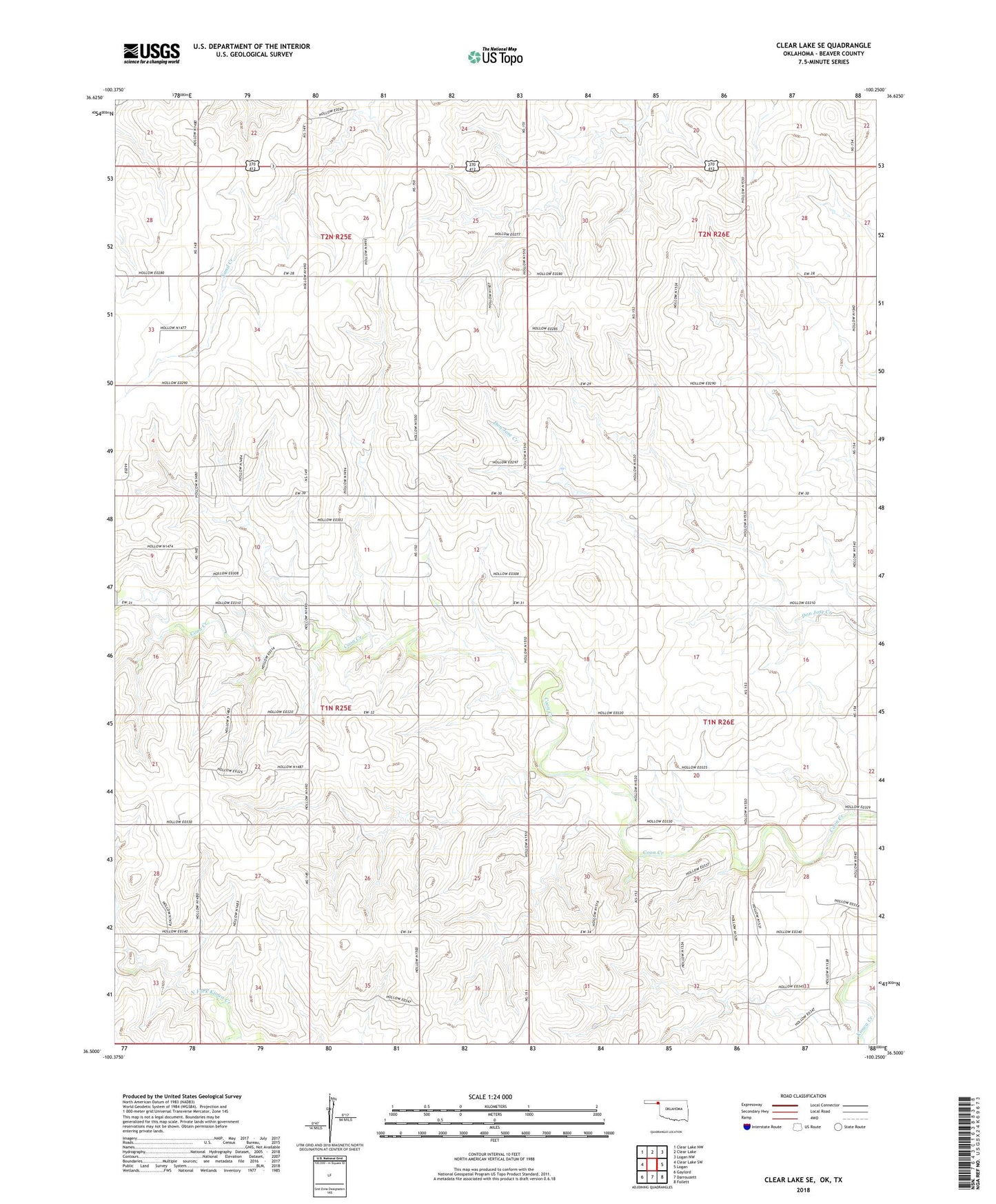 Clear Lake SE Oklahoma US Topo Map Image